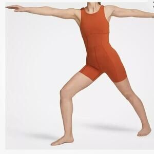 Nike Yoga Dri-Fit Luxe One Piece Jumpsuit DX1725-246 Orange Clay Size XS